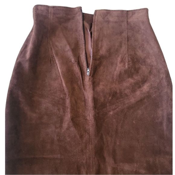 POSITANO Vintage 90s Genuine Leather Suede Western Maxi Skirt Size 10 - Picture 7 of 10